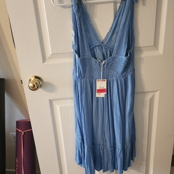 Jessica Simpson blue white embroidered tie shoulder mini dress XS - Picture 5 of 12